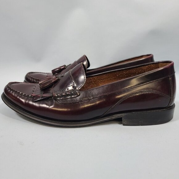 Bass Weejuns Barnett Mahogany Tassel Loafers Men\'s Leather Dress Shoes 11.5M